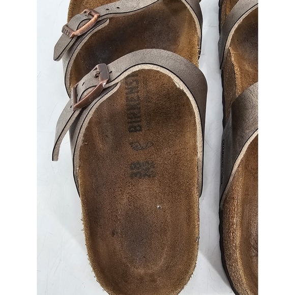 Birkenstock Mayari Birko‎ Leather Cross Strap Sandals Women's Size 7 5M  Taupe - Picture 6 of 7